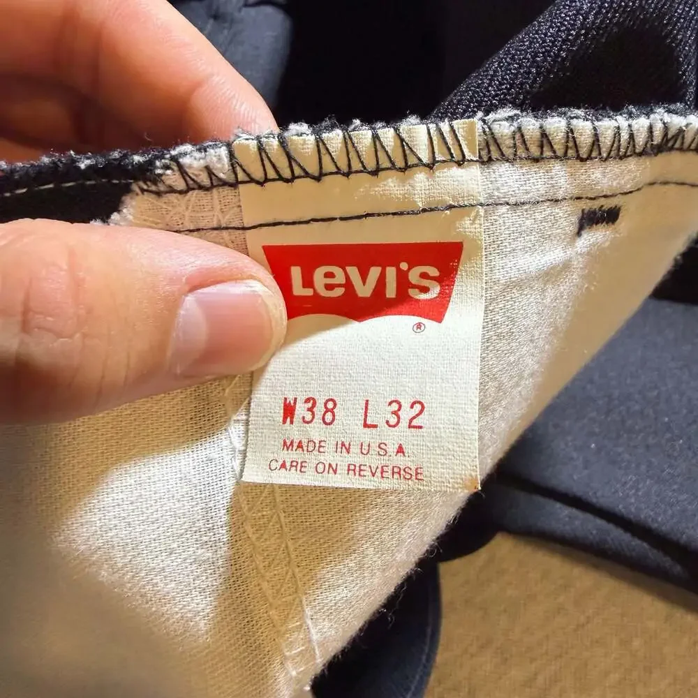 Vintage 1989 Levi's Black Polyester Dress Leisure Pants Size 38x32